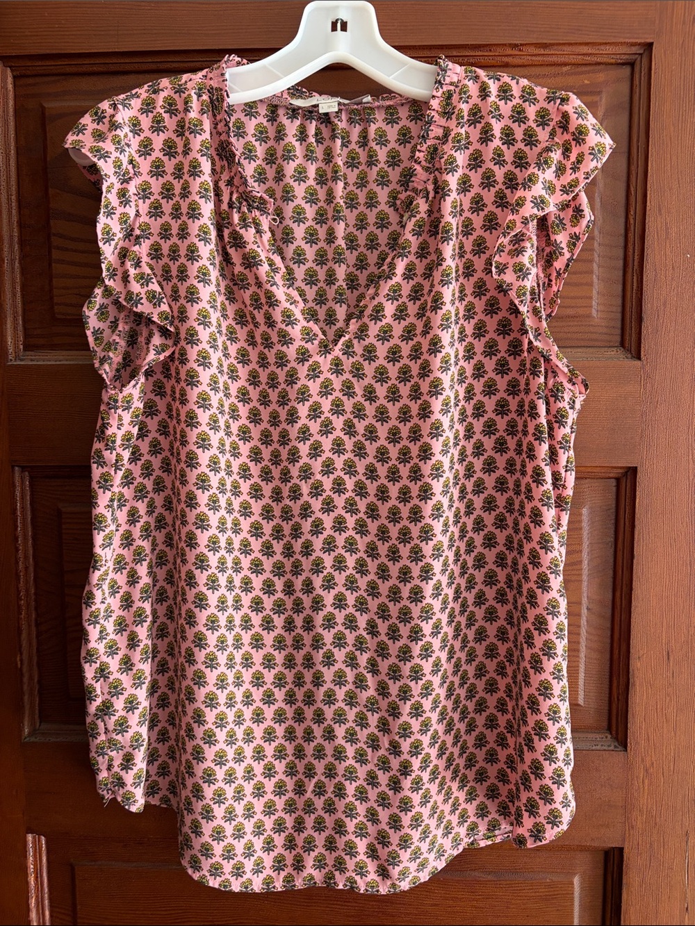 LOFT Pink Floral Print Ruffle Sleeve Camisole